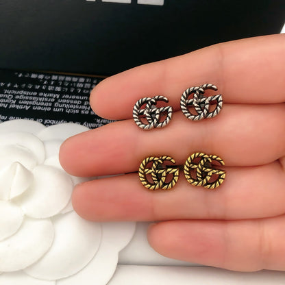 g家高版本耳钉女小众设计感字母耳环轻奢高级感原标双g925针耳饰