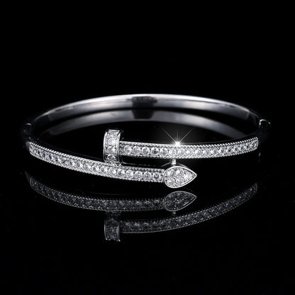 18K Gold Plated Nail Motif Bangle