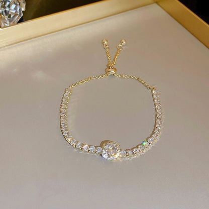 Blush Pink Crystal Drawstring Bracelet