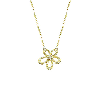S925 Sunflower Halo Pendant Necklace