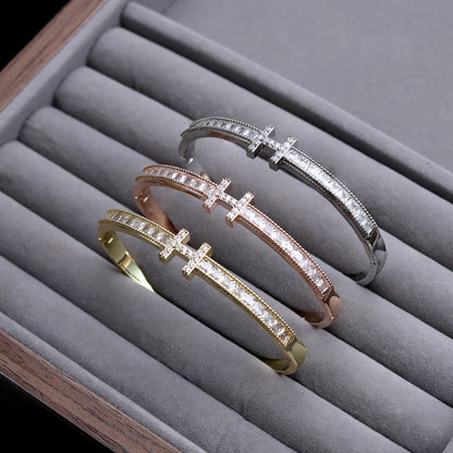 Iconic 'H' Hinged Crystal Bangle