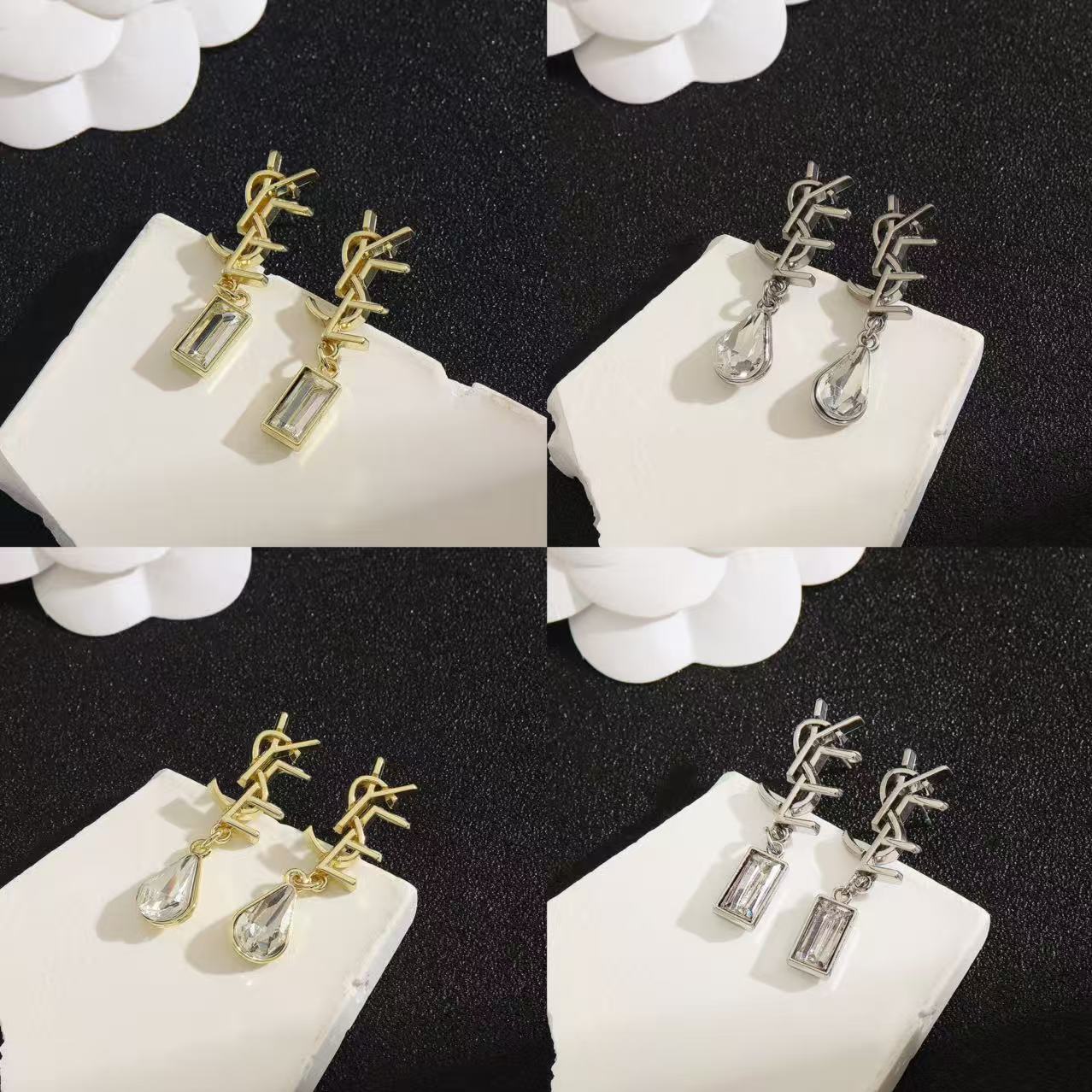 新品杨树林耳钉S925镶钻字母耳饰高档轻奢感饰品个性百搭合金配饰