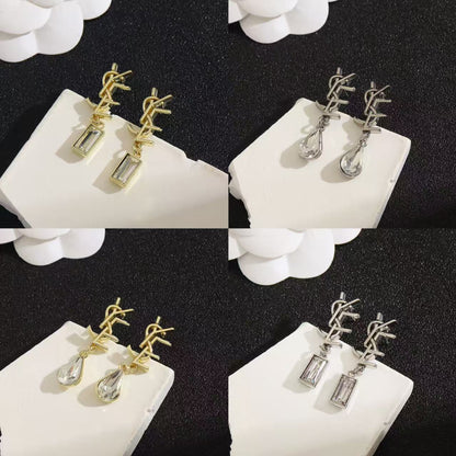 新品杨树林耳钉S925镶钻字母耳饰高档轻奢感饰品个性百搭合金配饰