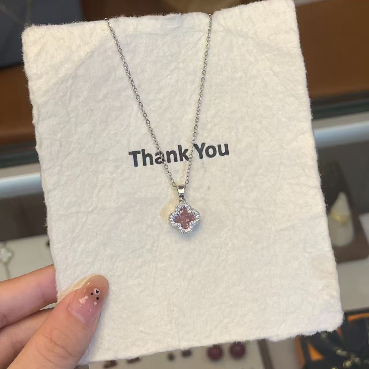 Crimson Clover Pavé Necklace