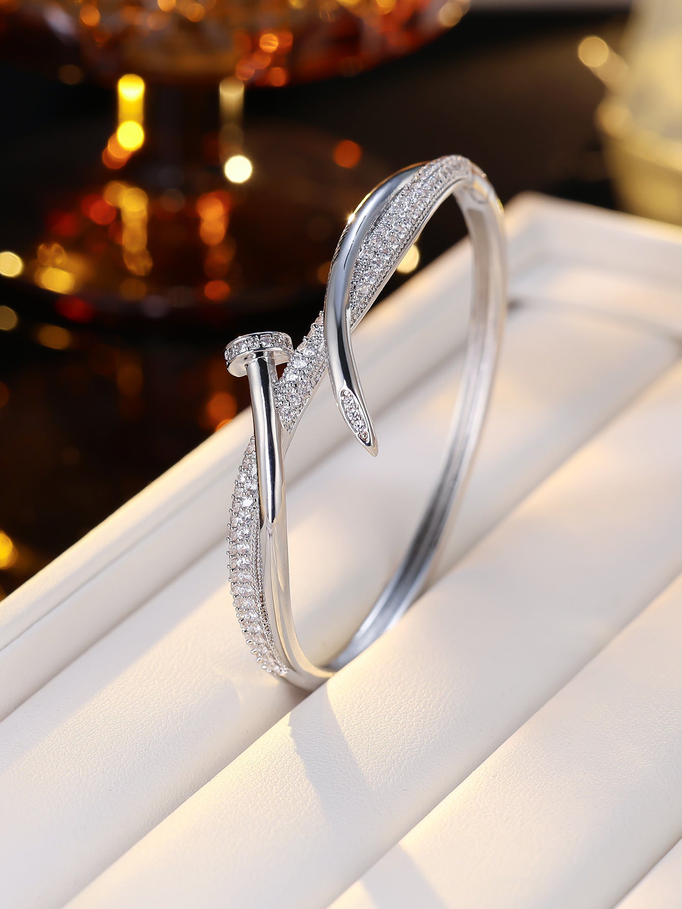 18K Gold Plated Nail Motif Bangle