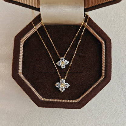 Minimalist Japanese Pavé Clover Necklace