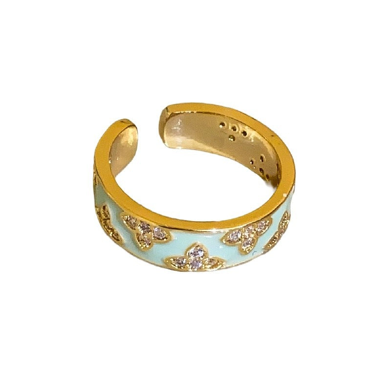 GOLDURA® ENAMEL BUTTERFLY ADJUSTABLE RING