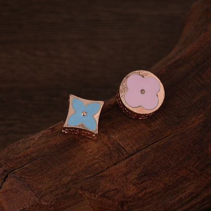 Chic AB-Style Monogram Rose Gold Earrings