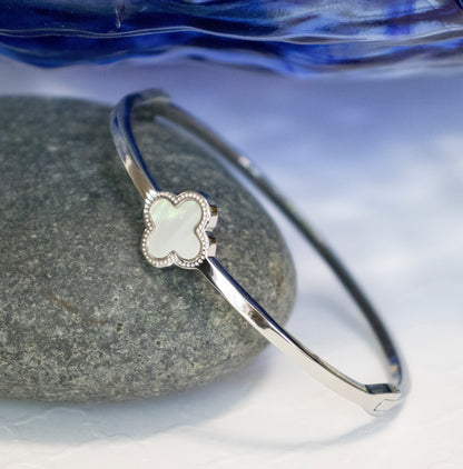 MOTHER OF PEARL CLOVER BANGLE