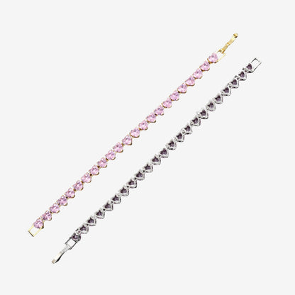 TENNIS BRACELET WITH ROSE HEART